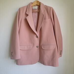 Vintage Eddie Bauer Blazer Wool Womens Pink Blush Boxy Lined Preppy Med Petite